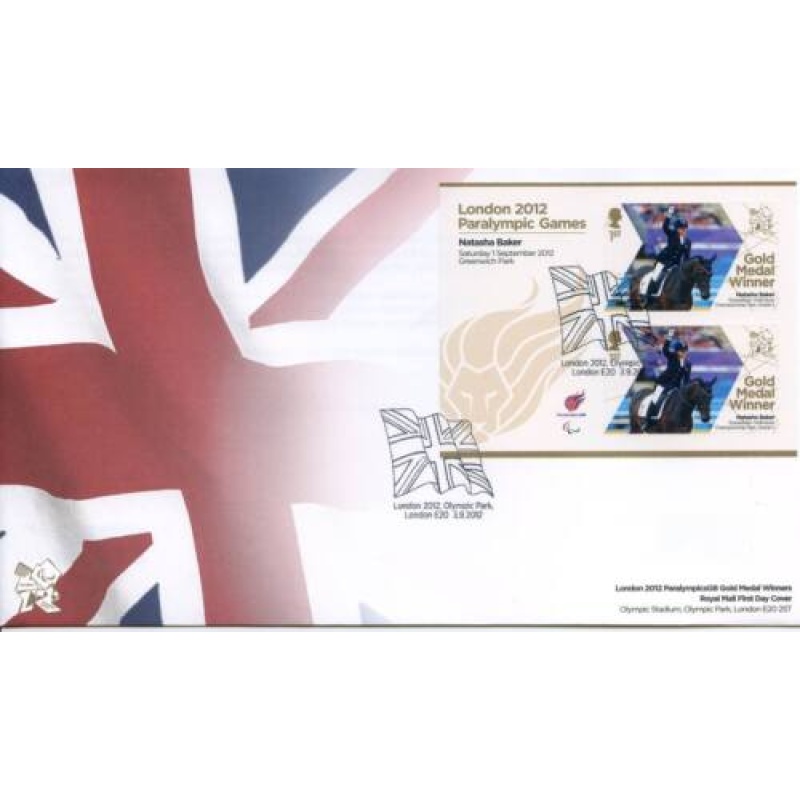 GB London 2012 Paralympics Natasha Baker Gold First Day Cover Unaddressed