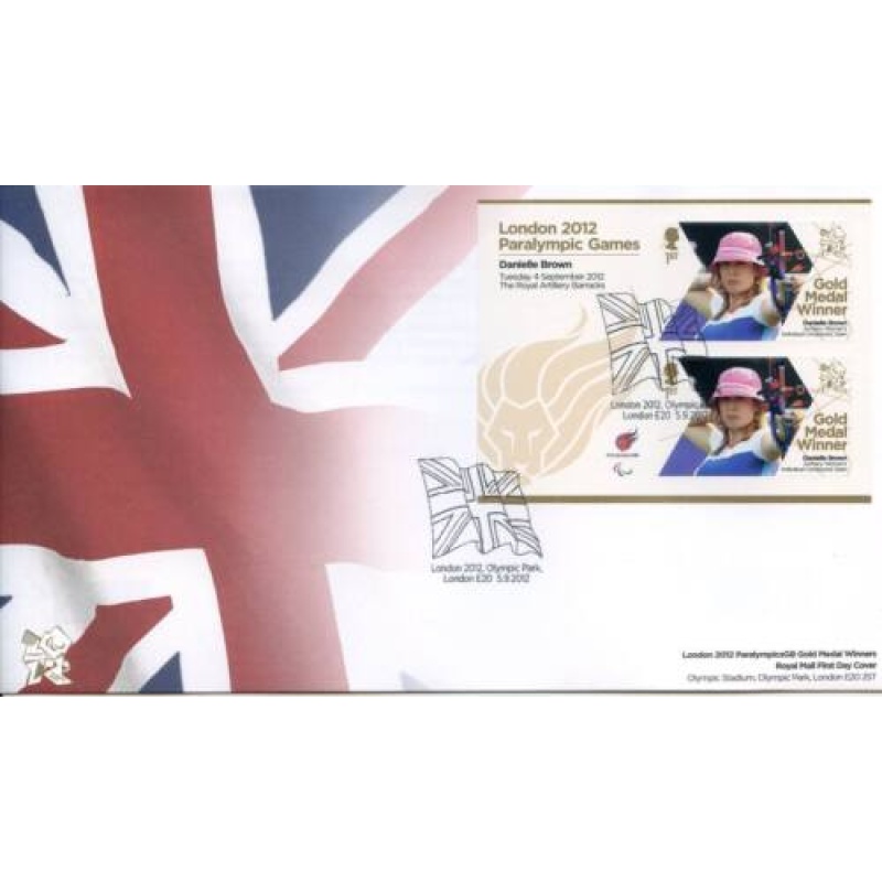 GB London 2012 Paralympics Danielle Brown Gold First Day Cover Unaddressed