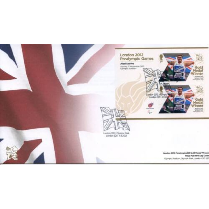 GB London 2012 Paralympics Aled Davies Gold First Day Cover Unaddressed