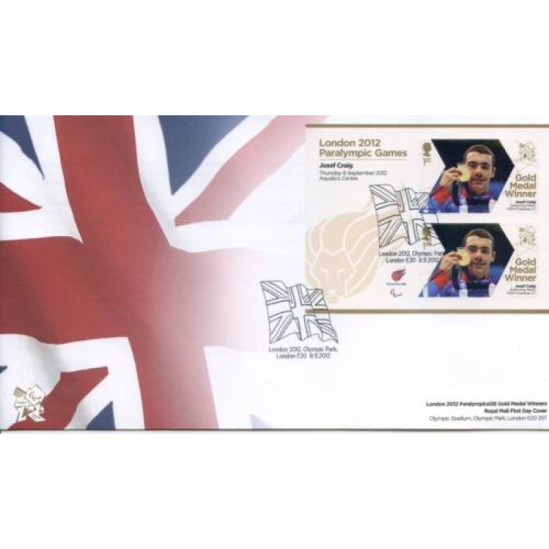 GB London 2012 Paralympics Josef Craig Gold First Day Cover Unaddressed