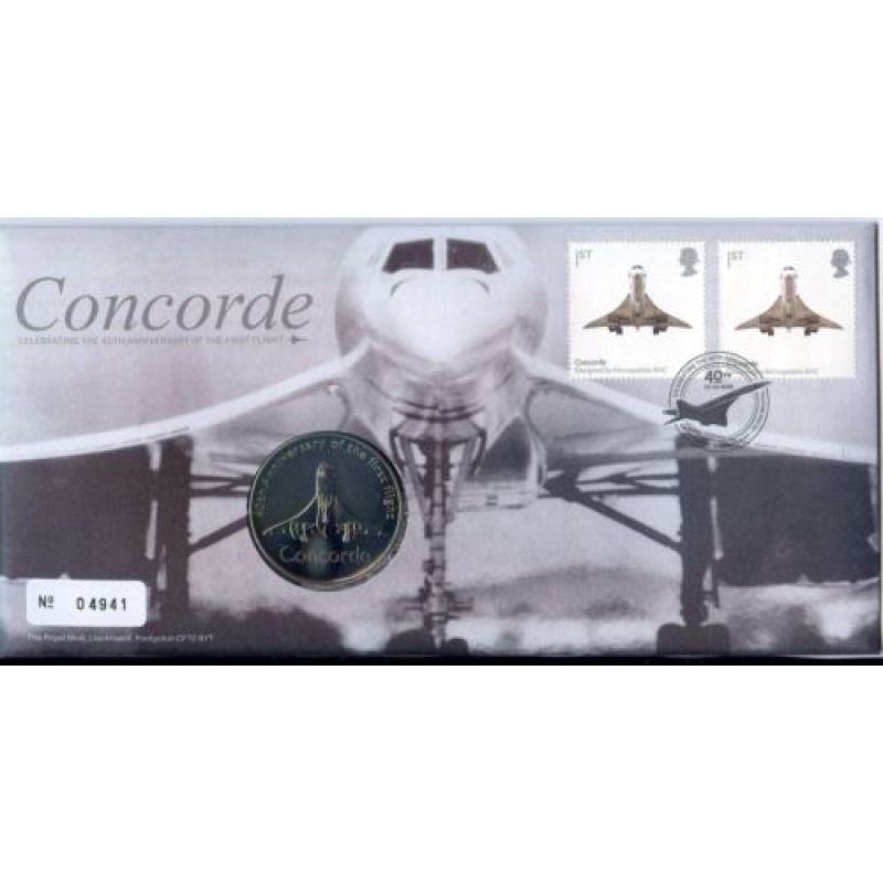 2009 CONCORDES 40 Years ROYAL MINT COIN Cover - Concorde Medal BUNC