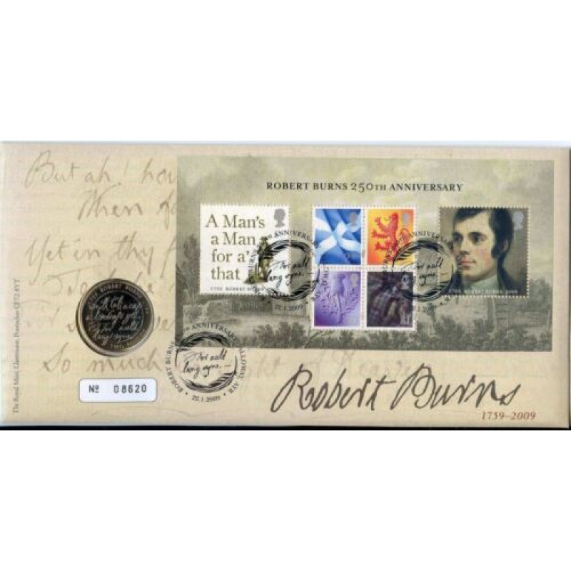 2009 Robert Burns 250th Anniversary 2 Two Pound Coin First Day Cover