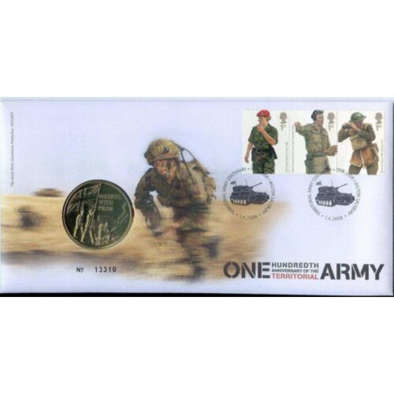 2008 GB Territorial Army 100th Anniversary Medallic Coin Royal Mail Mint Cover