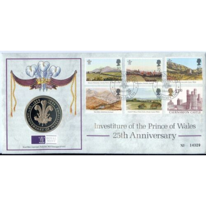 1994 G.B Coin Cover - Investiture Of The Prince Of Wales 25th Anniversary