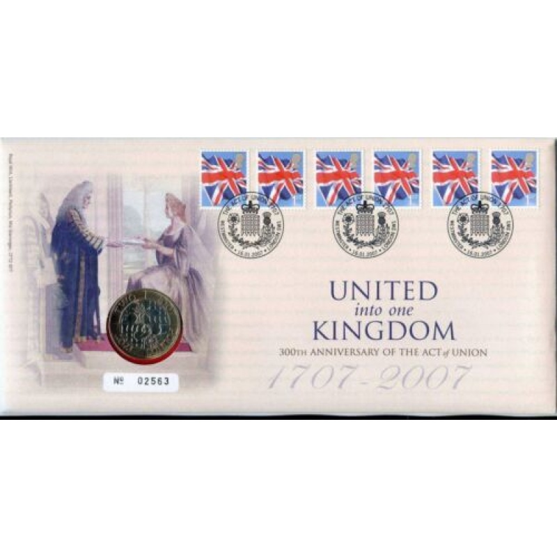 2007 GB Act of Union 300th Anniversary Bunc 2 Coin Royal Mail Mint Cover