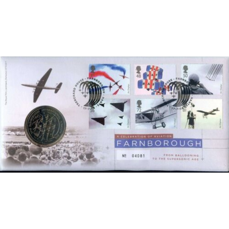 2008 Farnborough Air Display ROYAL MINT COIN Cover Red Arrows Medal BUNC