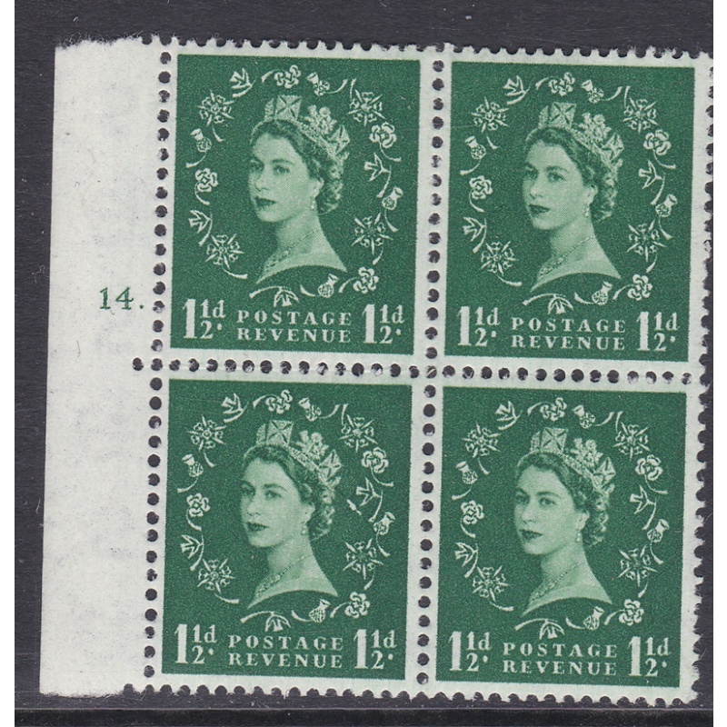 S26g 1d Wilding Edward Crown listed variety cyl 14 Dot Blck of 4 UNMOUNTED MINT