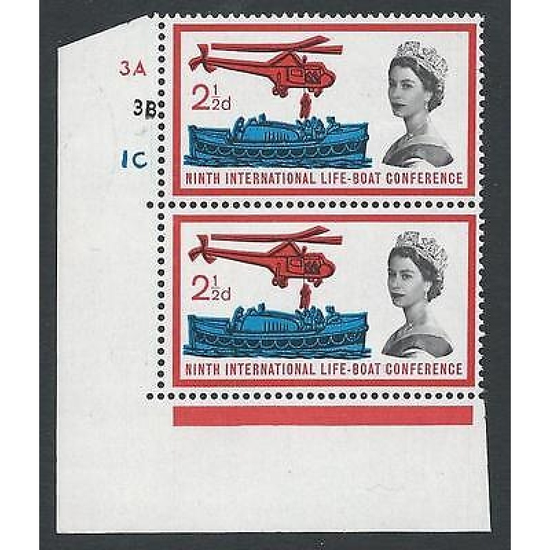 1963 Lifeboat 2 1 2d (Ord) - Listed Flaw - Missing Neckline x 2 - MNH