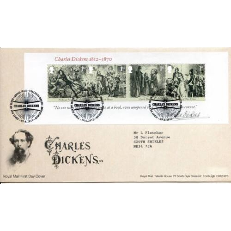 2012 Charles Dickens First Day Cover Tallents House Cancel