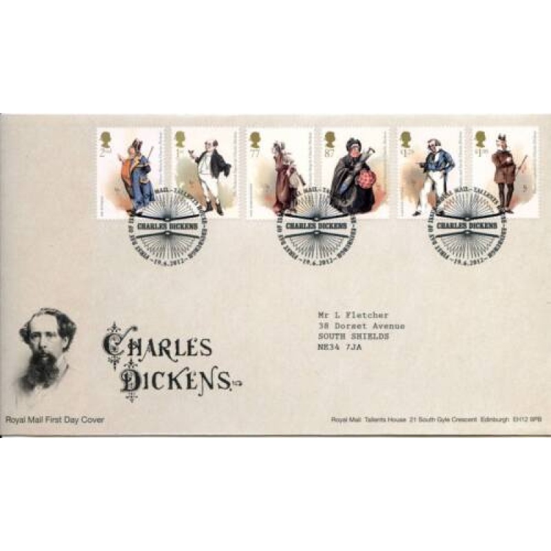 2012 Charles Dickens First Day Cover Tallents House Cancel