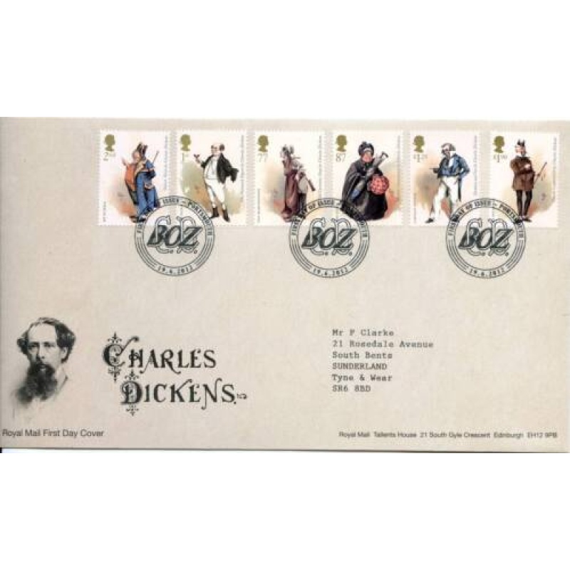 2012 Charles Dickens First Day Cover Portsmouth Cancel