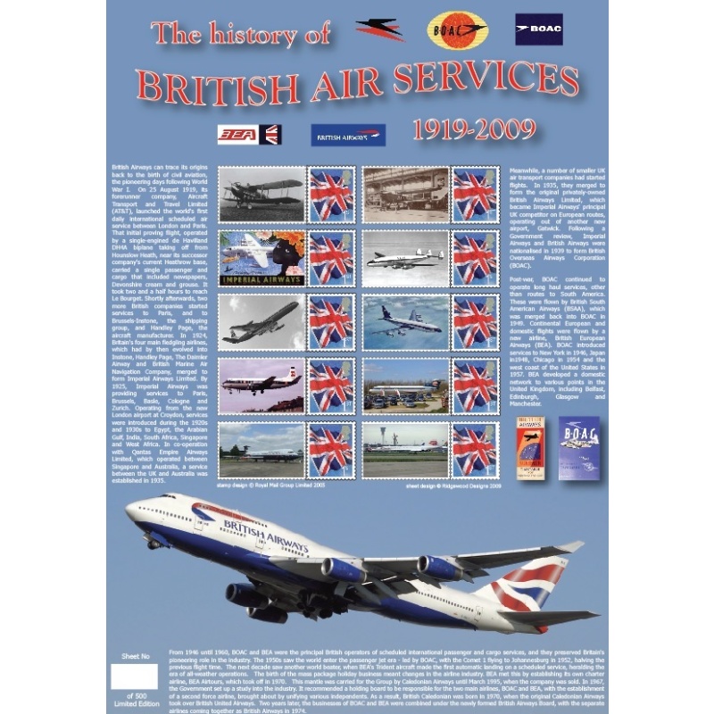 BC-266 ridgewood 2009 Biritsh air services  No. 54 sheet UNMOUNTED MINT