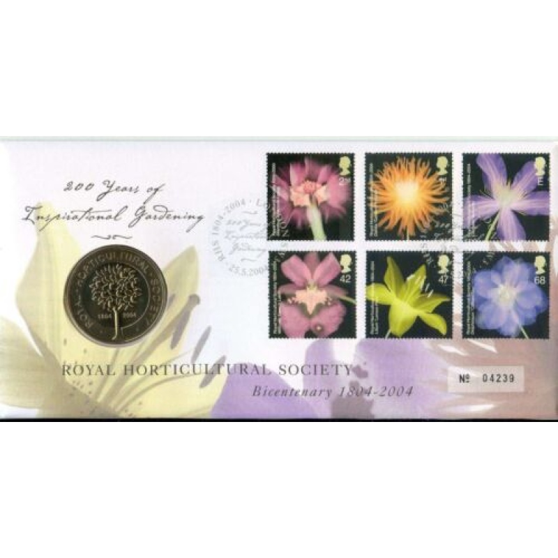 2004 G.B Coin Cover - Royal Horticultural Society Bicentenary