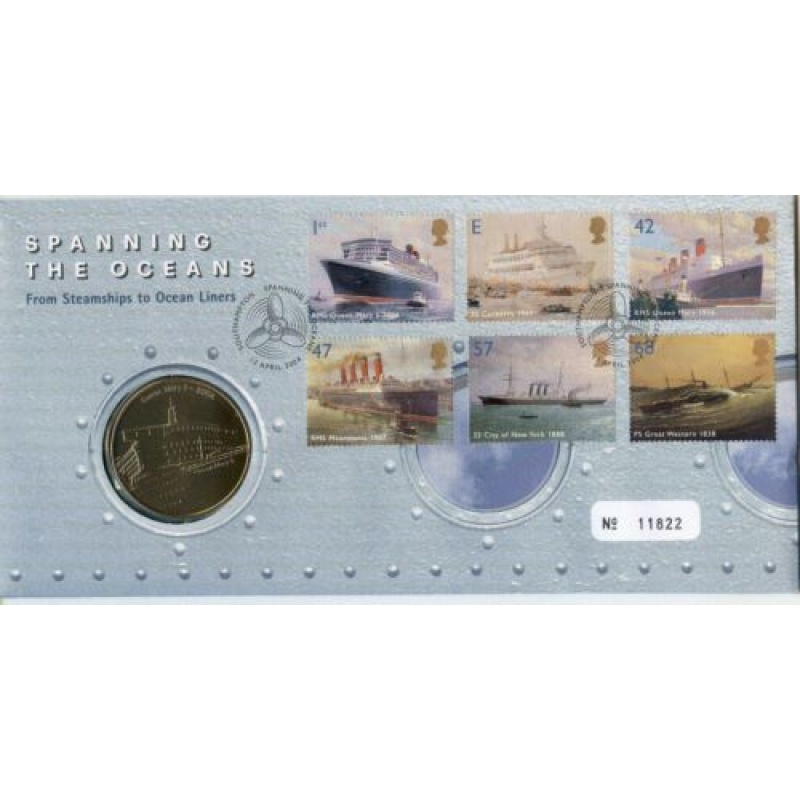 GB Coin Cover 2004 Spanning the Oceans Medal