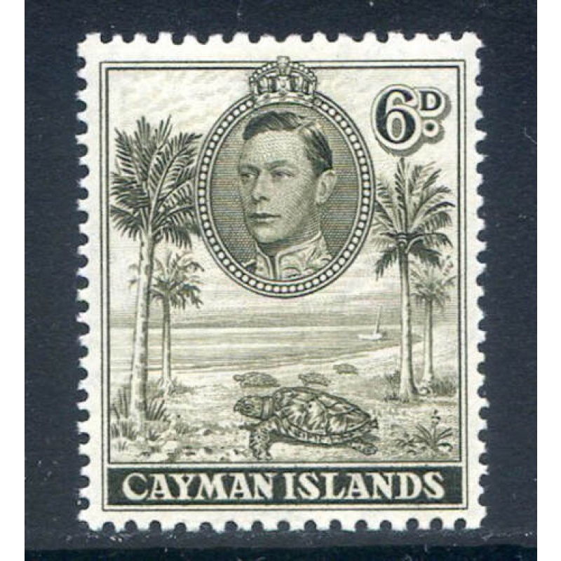 Cayman Islands 6d Brownish Olive SG122b Mounted Mint