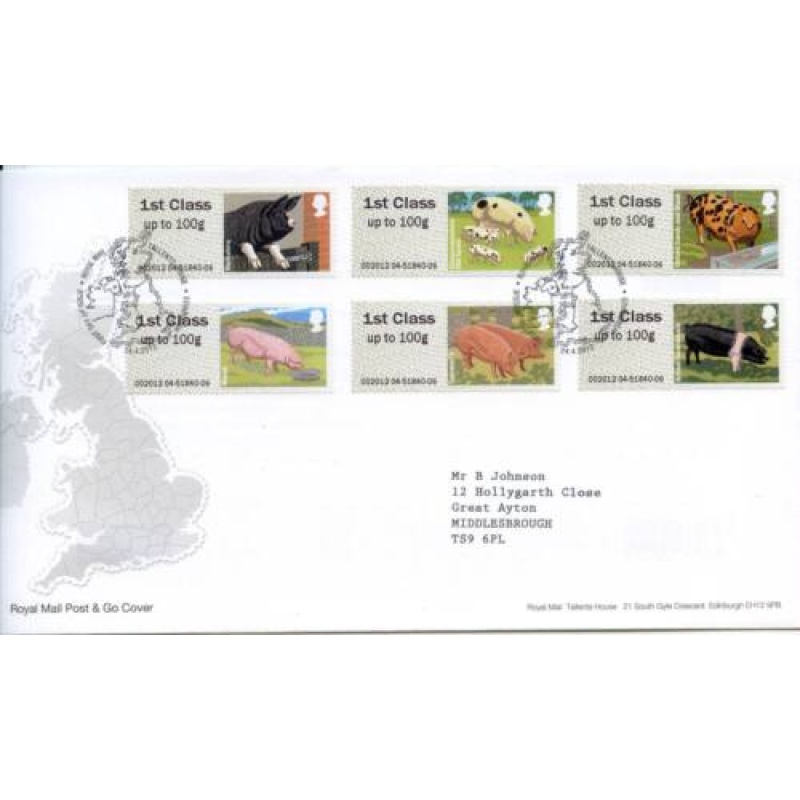 GB 2012 Pigs (Apr) Post  Go First Day Cover Tallents House Cancel