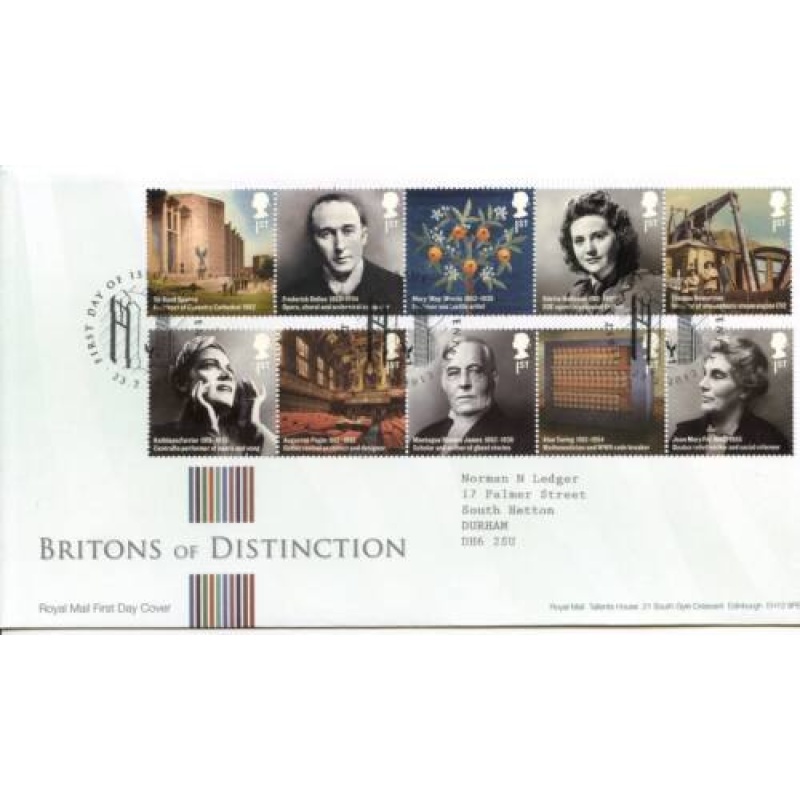 GB 2012 Britons of Distinction First Day Cover Coventry Cancel