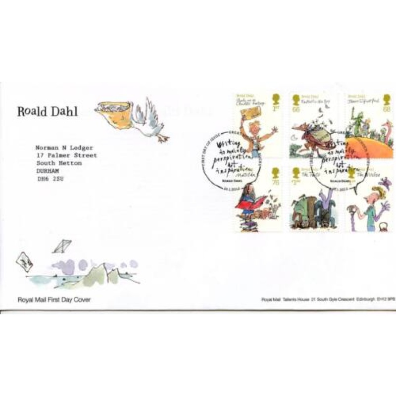 GB Roald Dahl Stamps Day Cover Great Missenden Cancel