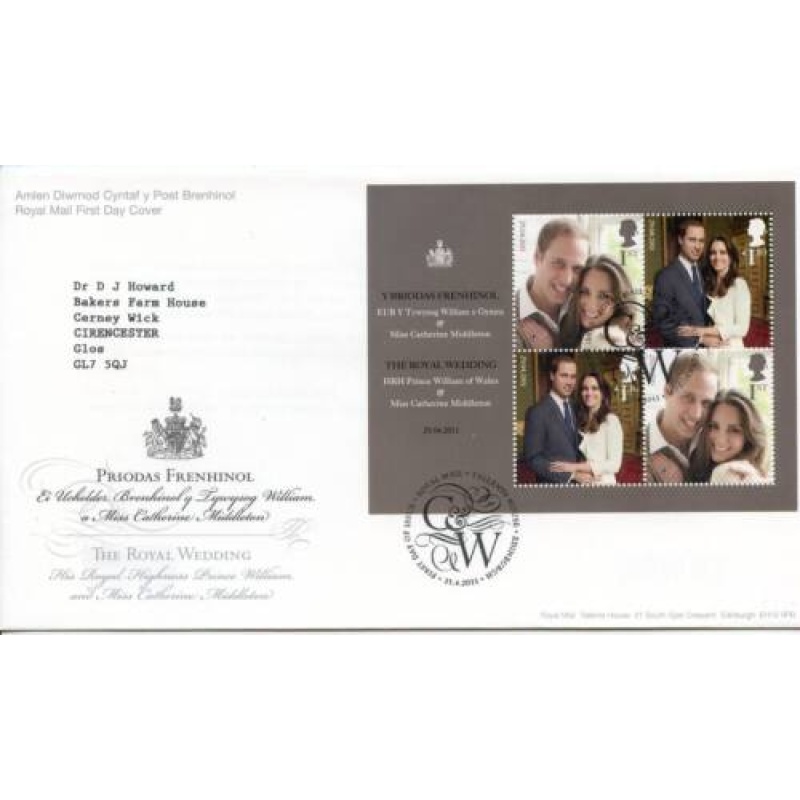 GB 2011 Royal Wedding First Day Cover Cover Tallents House Cancel