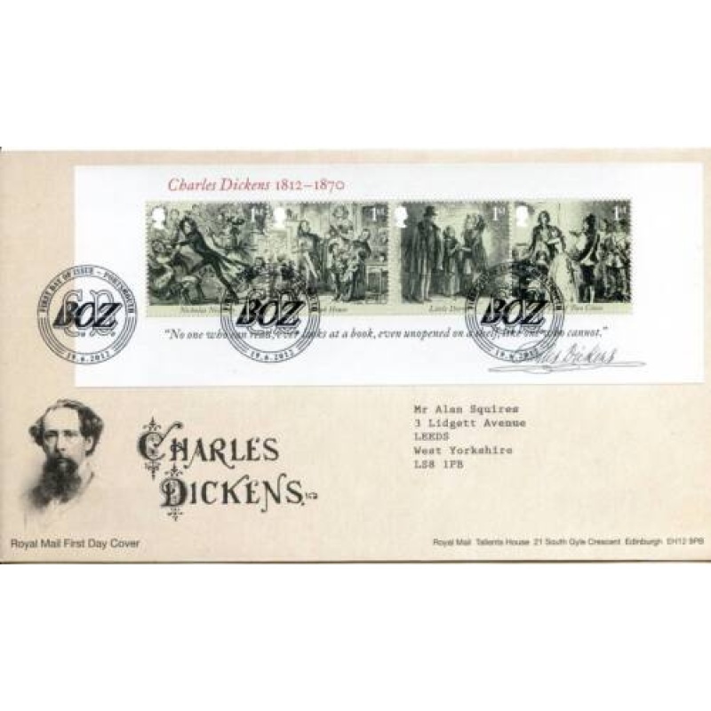 GB Charles Dickens Mini Sheet First Day Cover Portsmouth Cancel