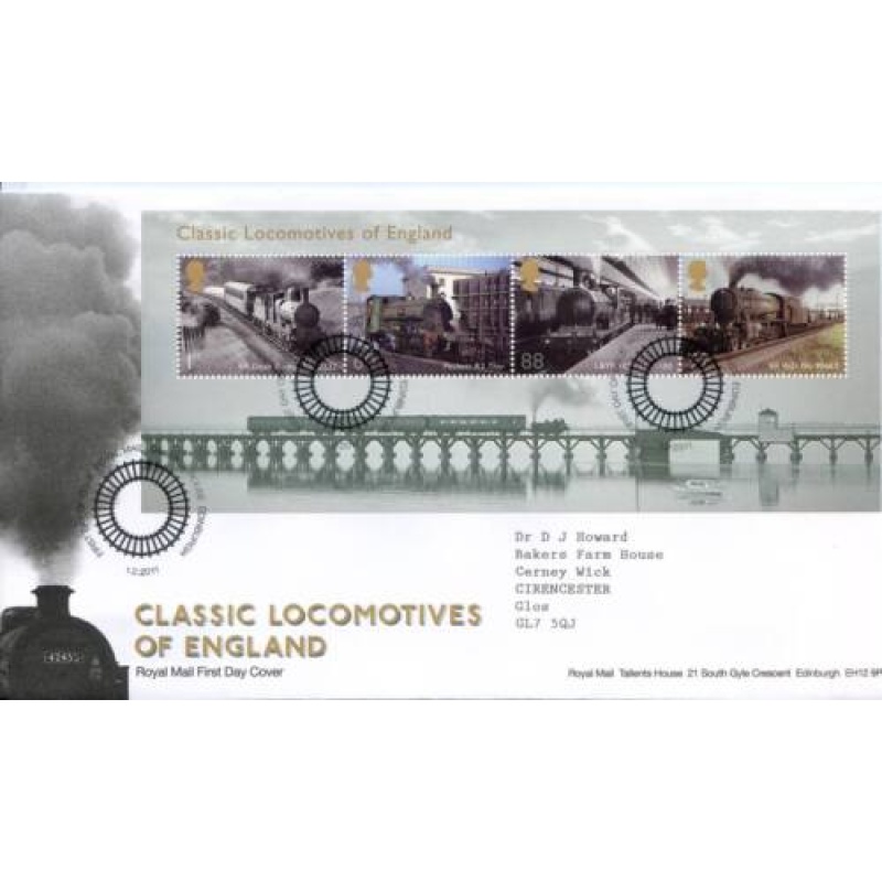 GB 2011 Classic Locomotives Mini Sheet First Day Cover Cover Tallents House Canc