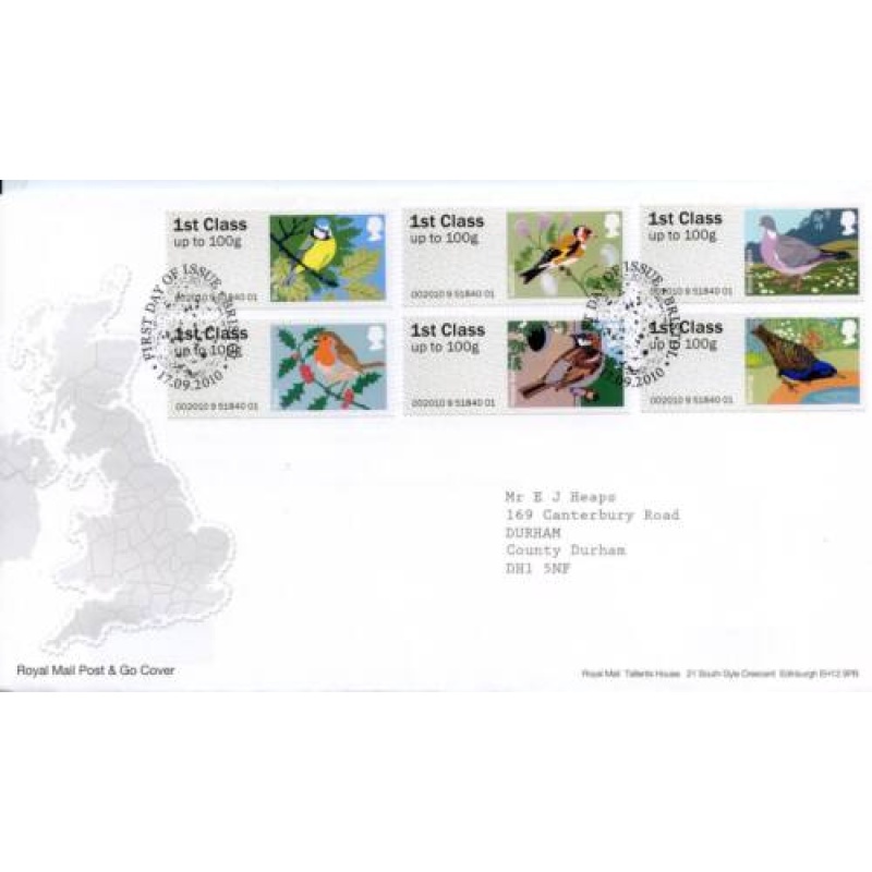 GB 2010 Birds Post and Go First Day Cover Cover Bristol Cancel