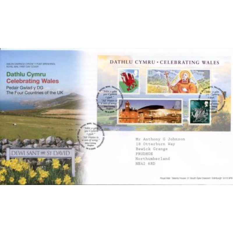 GB 2009 Wales Mini Sheet First Day Cover Cover Tallents House Cancel