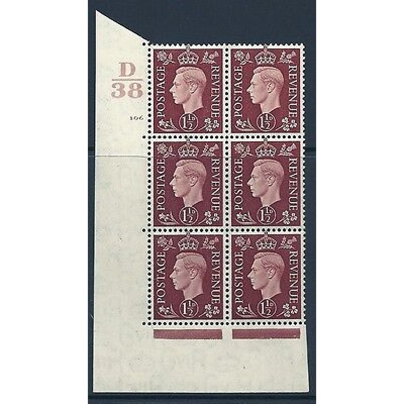 1937 1d Brown Dark colours D38 106 No Dot perf 5(E I) block 6 UNMOUNTED MINT