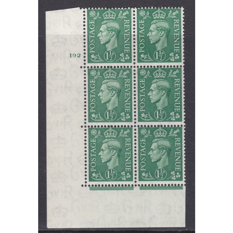 Sg505c 1d Green with variety Cylinder 192 no Dot Mounted Mint