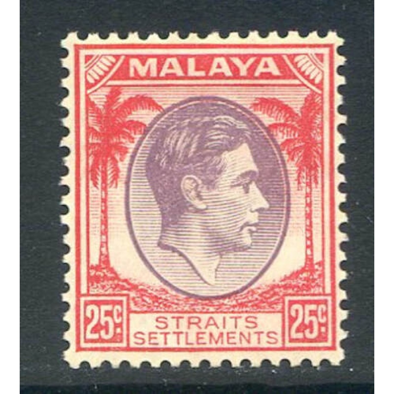 Malaya (Straights Settlement) 25c Dull Purple  Scarlet SG286 Mounted Mint