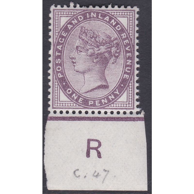 Sg 172 1d lilac control R imperf Single With jubilee line UNMOUNTED MINT