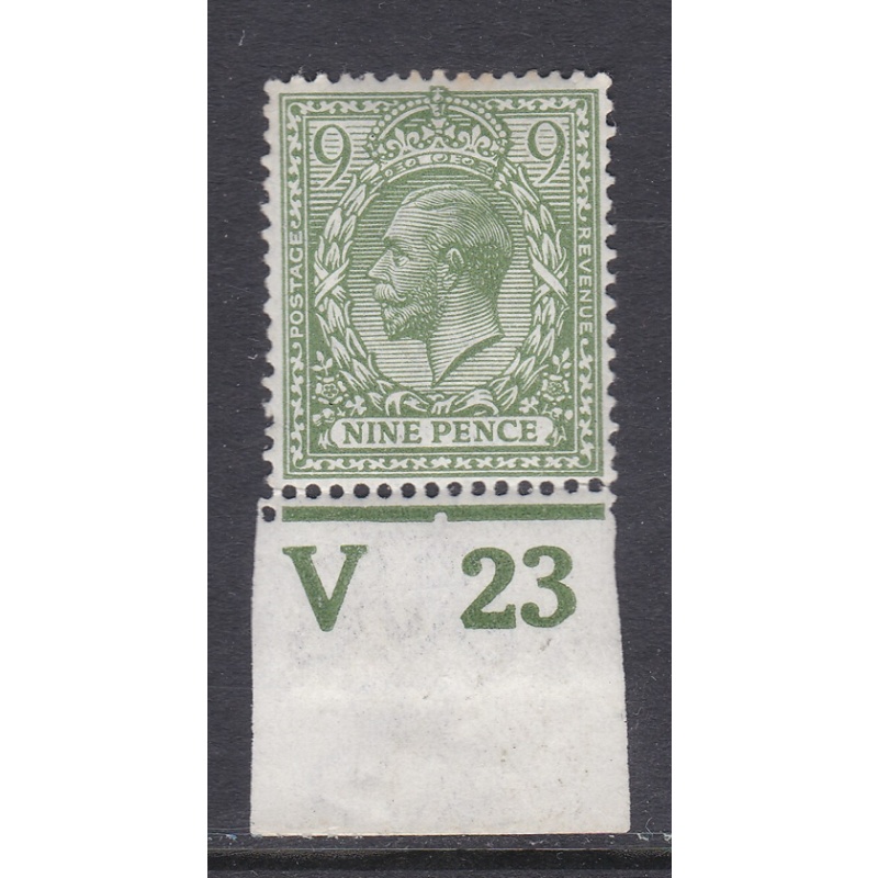 sg393a N30(-) 9d Bright Olive Green Royal Cypher Control V23 imperf MOUNTED MINT