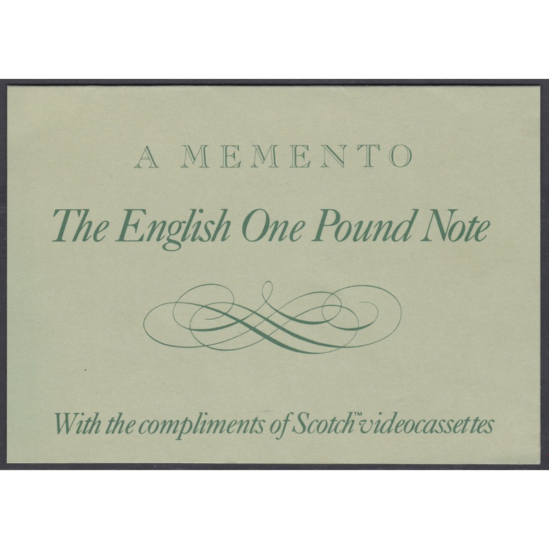 A memento to the english one pound note scotch videocasts no. DX68 217394