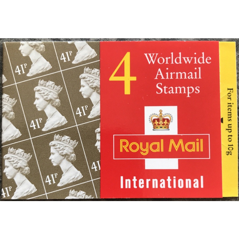 GN2 1993 Worldwide Airmail Booklet 4 x 41p - complete - No Cylinder