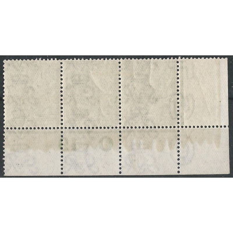 GB - KGV - Sg351 d Green 0 19 Perf Control Block x 3 MM  MNH