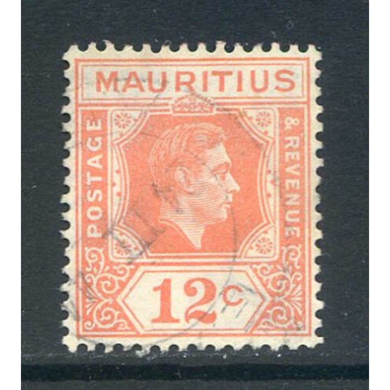 Mauritius 12c Salmon SG257 Fine Used (Damaged Value Tablet)