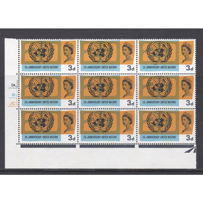 Sg 681pb+c 1965 United Nations 3d (PHOS) Dot Cylinder Listed Flaws U M