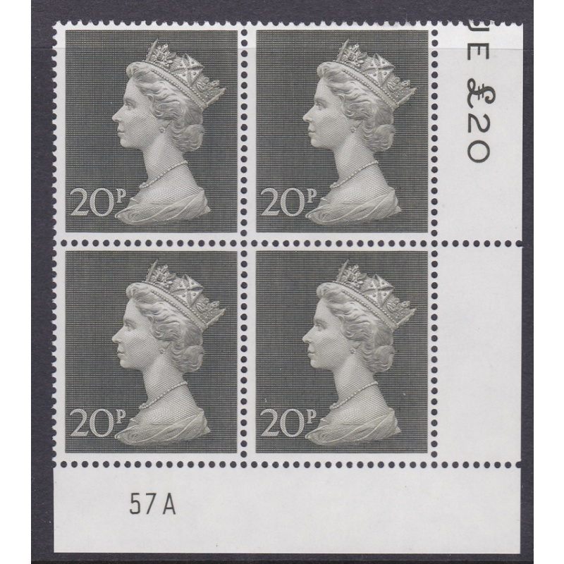 1970 20p Decimal Machin Cylinder 57A UNMOUNTED MINT