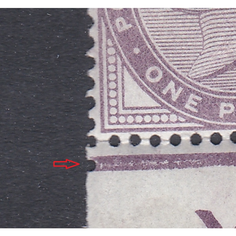 Sg 172 1d lilac control X imperf Single with perf extension in margin U M