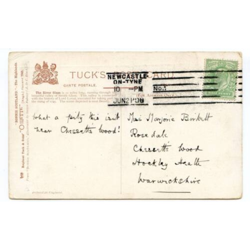 GB 1905 1 2d Tucks Postcard Newcastle Hockney Heath River Glass