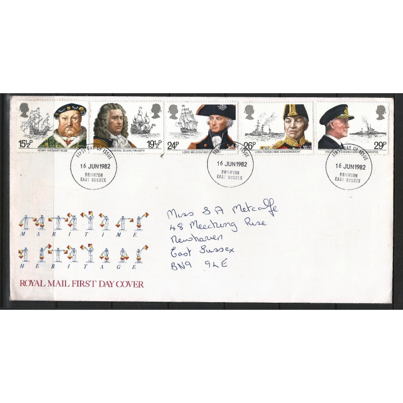 1982 Maritime Heritage Royal Mail First Day Cover - National Maritime Greenwich