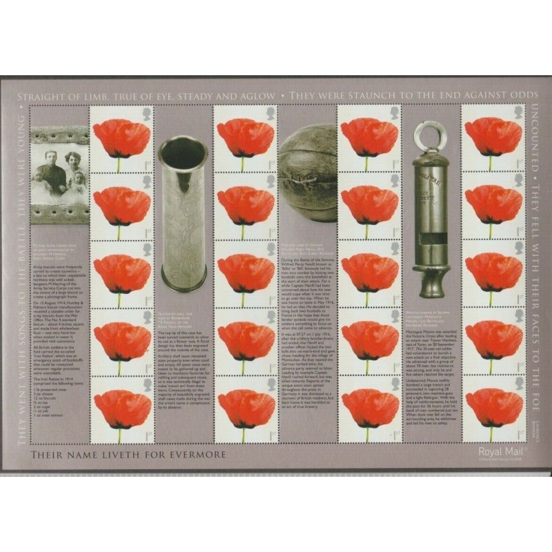 2008 LS55 Lest we forget Smiler sheet UNMOUNTED MINT