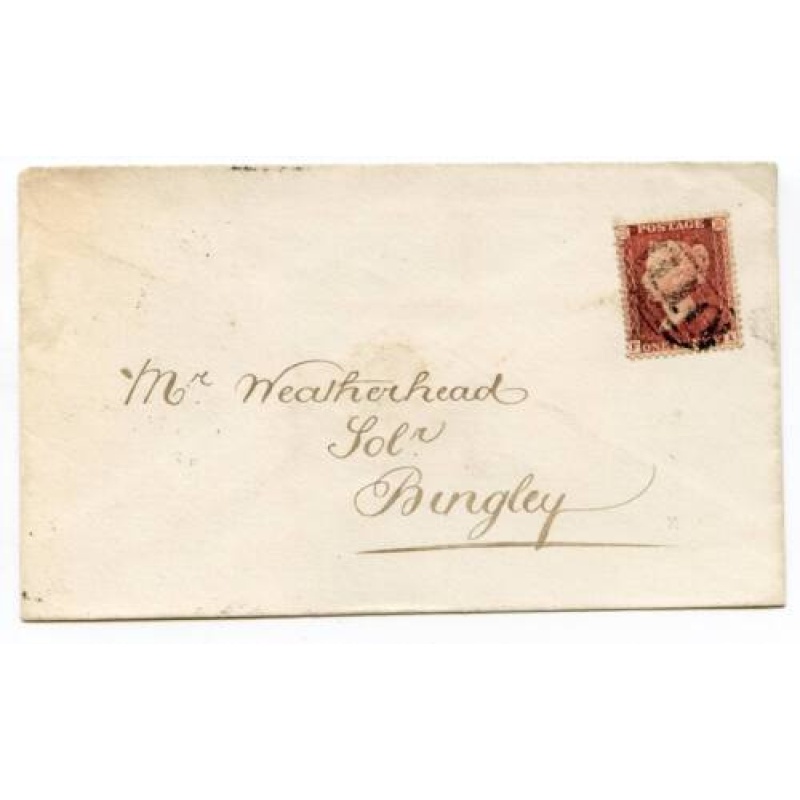 GB QV 1863 1d Star Used on Cover to Bingley Keighley on Reverse