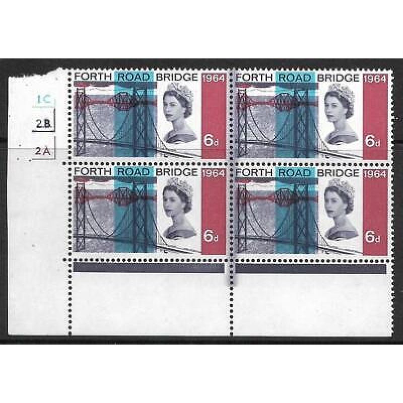 1964 Forth Road Bridge 6d Ord Dot Cylinder Block With Grey Dr blade flaw - MNH