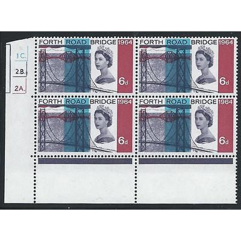 1964 Forth Road Bridge 6d Phos Dot Cylinder Block With Narrow Bands + - MNH