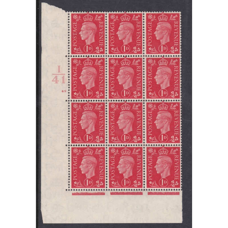 1937 1d Red I41 49 Dot perf 5(E I) block 6 UNMOUNTED MINT MNH