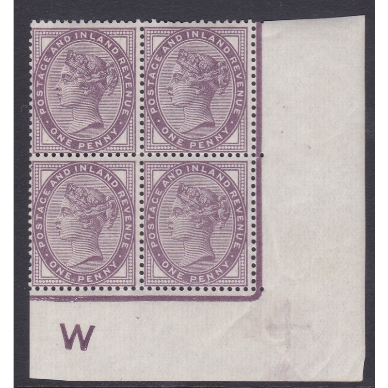 Sg 172 1d lilac control W imperf block of 4 Mounted Mint MNH