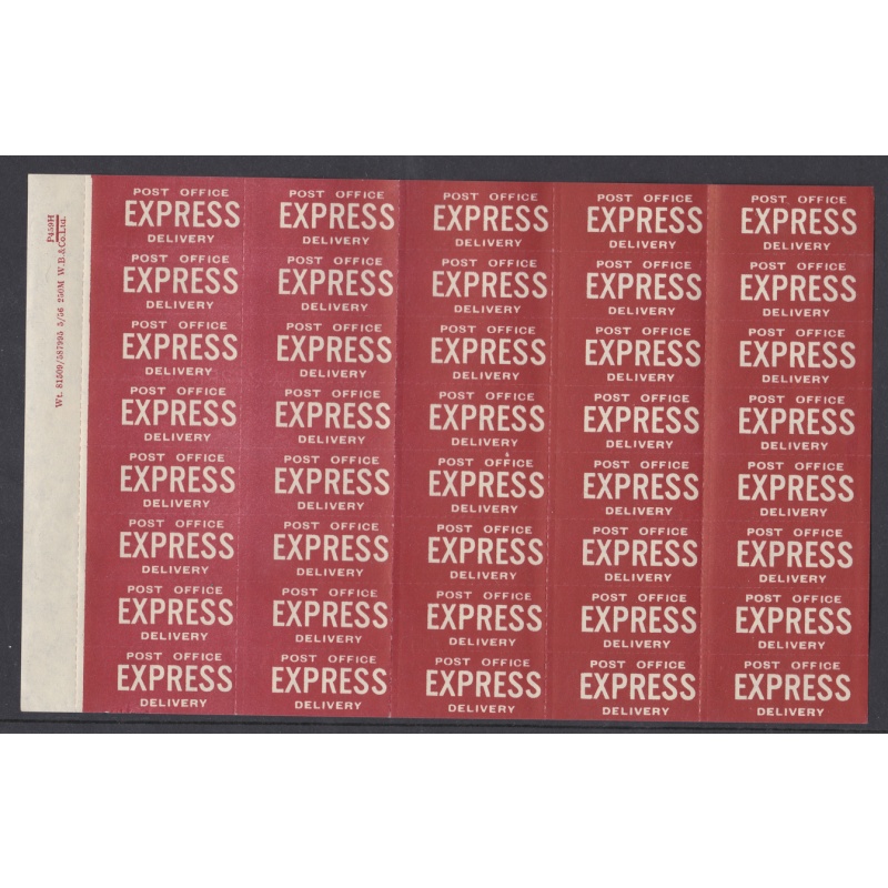 Post office express delivery labels circa 1950s in U M sheets of 40