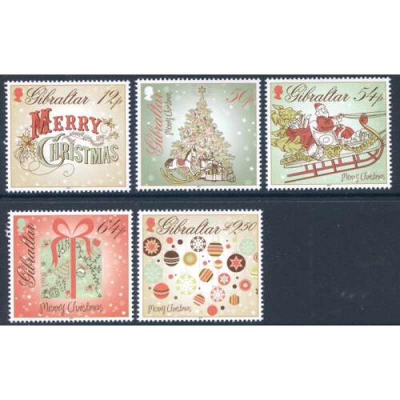 2013 Gibraltar Christmas Set SG1538 1542 Unmounted Mint