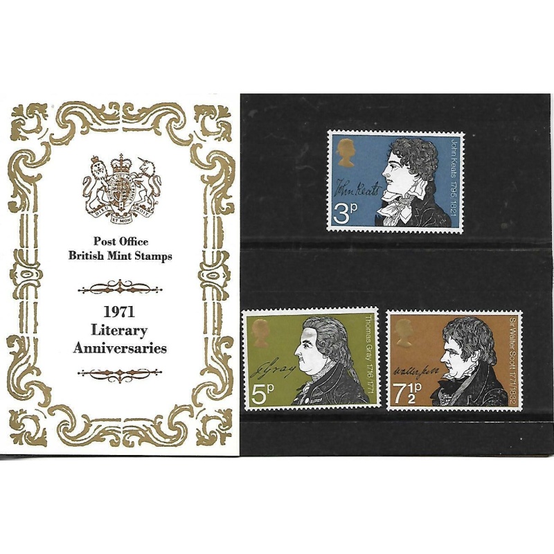 1971 Literary Anniversaries Presentation pack UNMOUNTED MINT